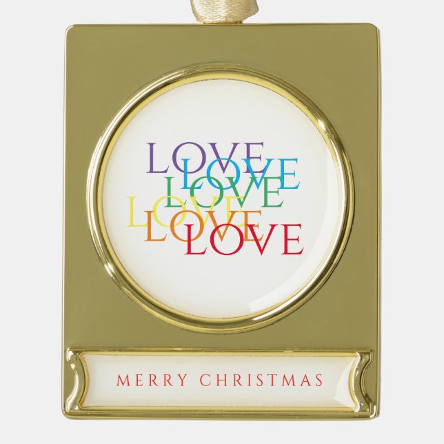 RAINBOW LOVE Banner Ornament / Gold (Front)