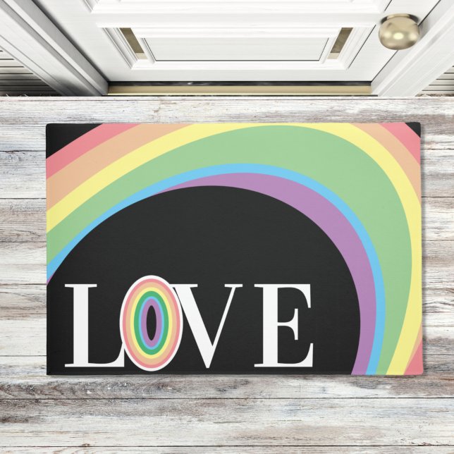 RAINBOW LOVE  black white Bath Mat (Creator Uploaded)
