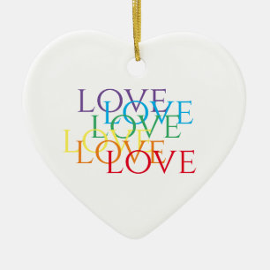 RAINBOW LOVE Ceramic Heart Ornament 