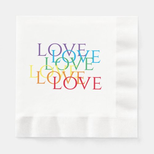 RAINBOW LOVE Coined Luncheon Paper Napkins 