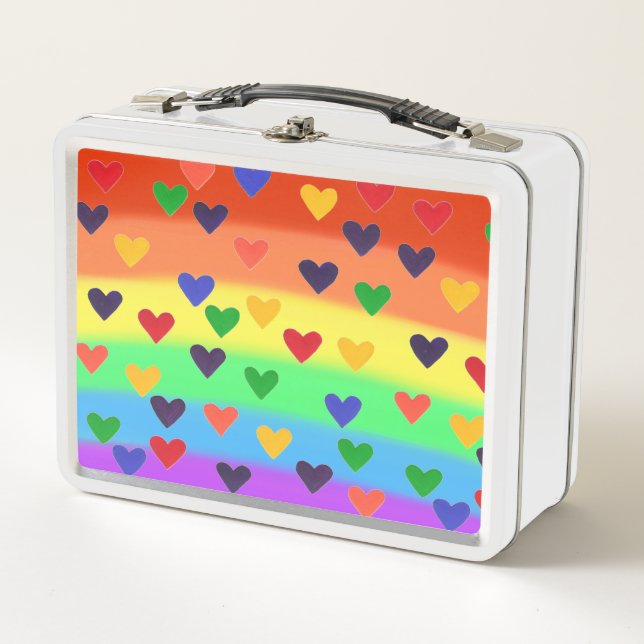 Rainbow Love, Colorful Hearts Lunch Boxes (Front)