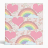 Rainbow Love Cute Fun Aesthetic Hearts Binder (Front)
