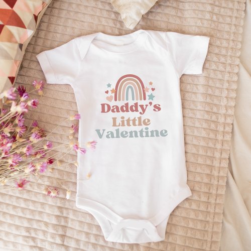 Rainbow Love Daddys Little Valentine Cute Baby Bodysuit