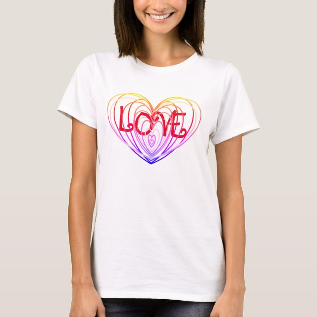 Rainbow Love Double Heart T-Shirt (Front)