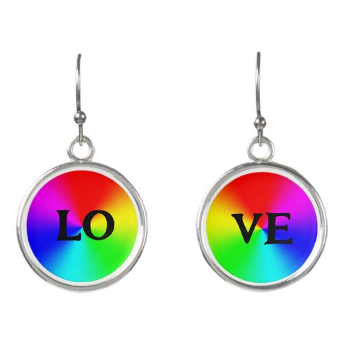 Rainbow LOVE edit text Earrings