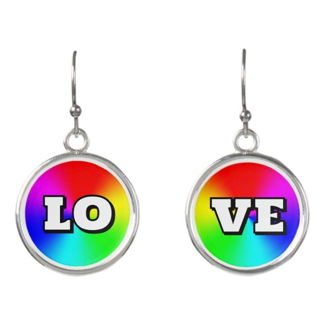 Rainbow LOVE (edit text) Earrings (Front)