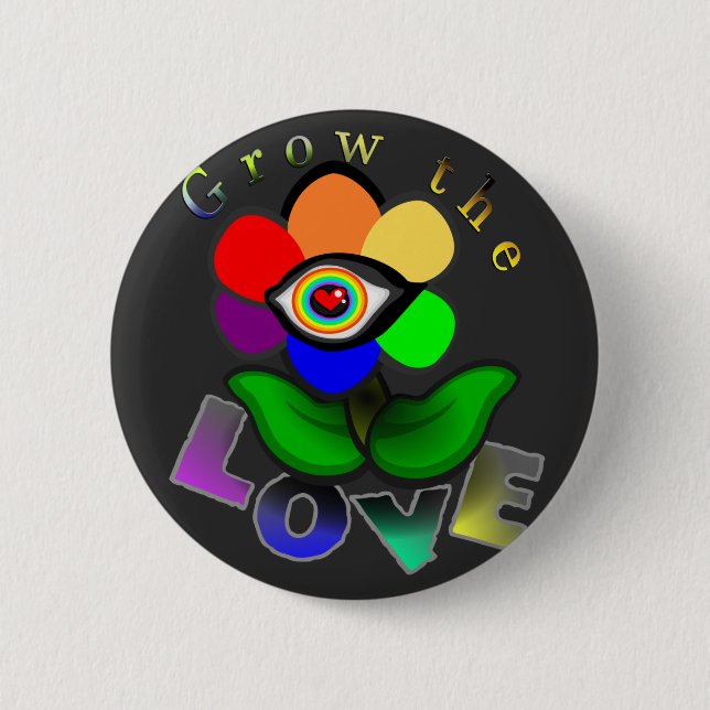 Rainbow Love Eye Flower  Button (Front)
