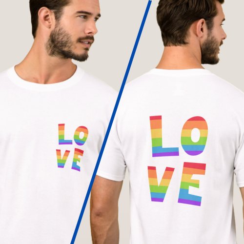 Rainbow LOVE Gay Pride LGBTQ Double Side Print T_Shirt
