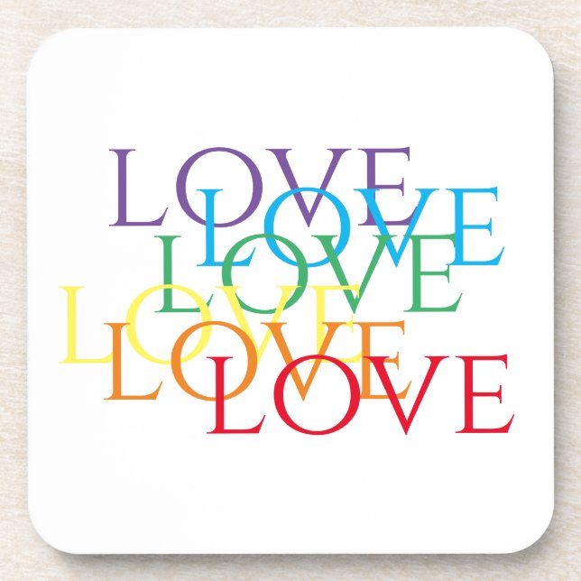 RAINBOW LOVE Hard Plastic Coasters (Front)