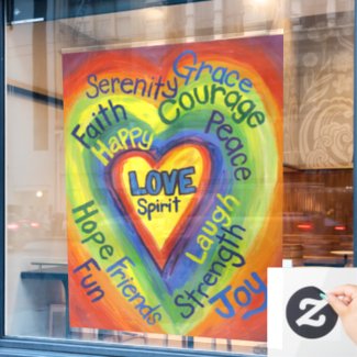 Rainbow Love Heart Art Decoration Window Cling
