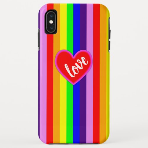 Rainbow Love Heart Classic Pride Colorful Stripes iPhone XS Max Case