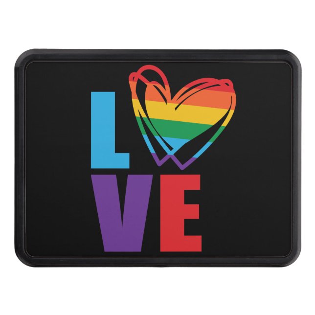 Rainbow Love Heart LGBTQ Support  Hitch Cover (Front)