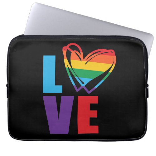 Rainbow Love Heart LGBTQ Support  Laptop Sleeve