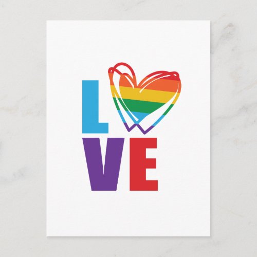 Rainbow Love Heart Postcard