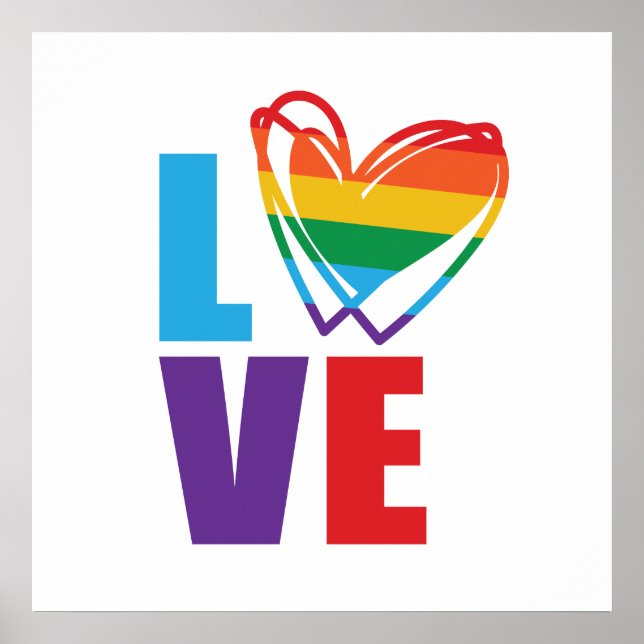 Rainbow Love Heart Square Poster (Front)