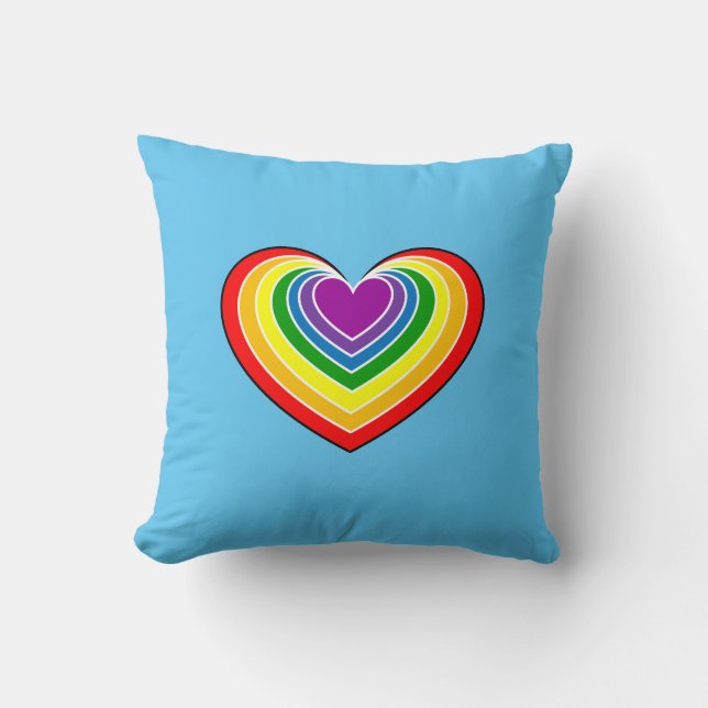 Rainbow Love Heart Throw Pillow (Front)