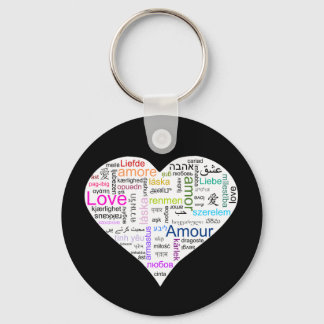 Rainbow Love Heart Typography Keychain