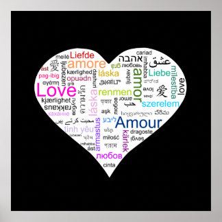 Rainbow Love Heart Typography Poster