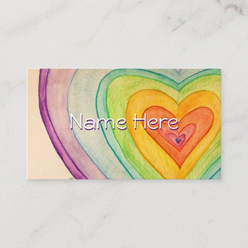 Rainbow Love Hearts Art Business Card