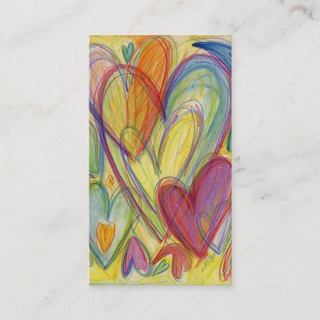Rainbow Love Hearts Art Business Card (Front)