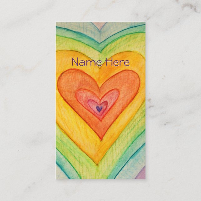 Rainbow Love Hearts Art Business Card (Front)