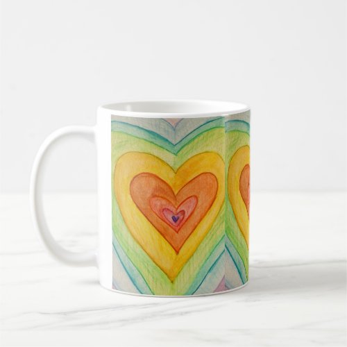 Rainbow Love Hearts Art Coffee Cups