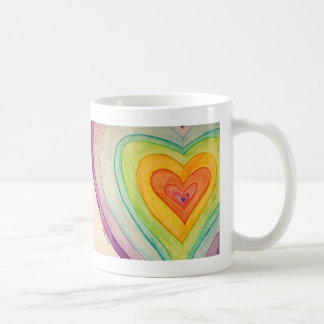 Rainbow Love Hearts Art Coffee Mug Cup