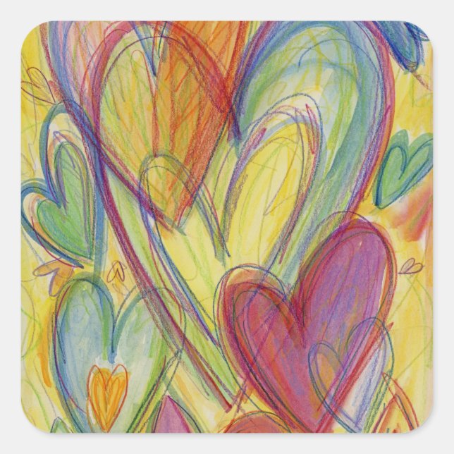 Rainbow Love Hearts Art Custom Sticker Decals (Front)