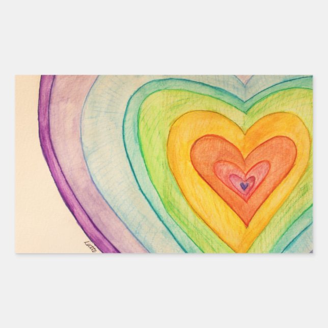 Rainbow Love Hearts Art Custom Sticker Decals (Front)