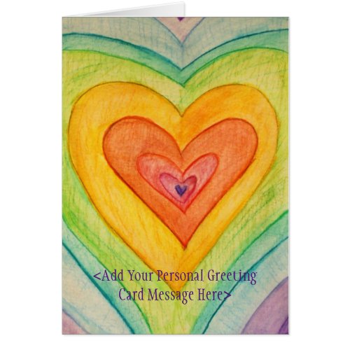 Rainbow Love Hearts Art Greeting Cards