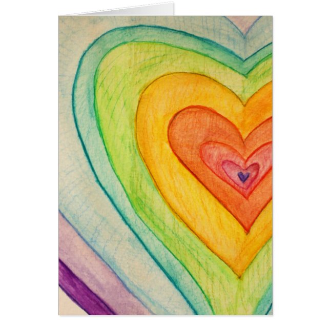 Rainbow Love Hearts Art Greeting Cards (Front)