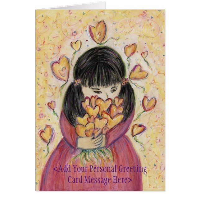 Rainbow Love Hearts Art Greeting Cards (Front)