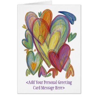 Rainbow Love Hearts Art Greeting Cards