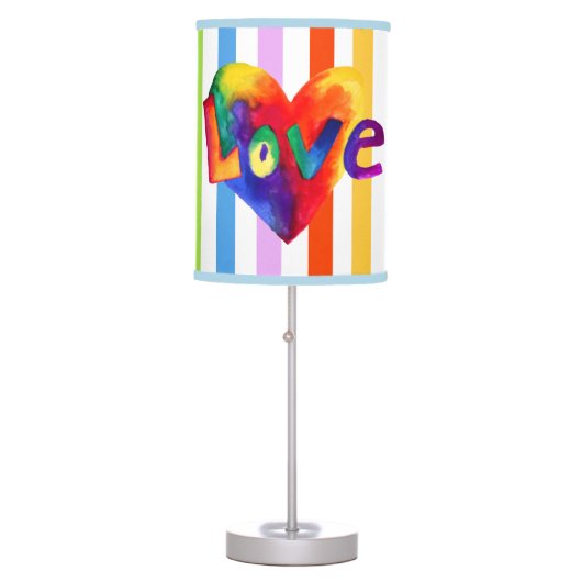 Rainbow Love Hearts Art Lamp (Front)