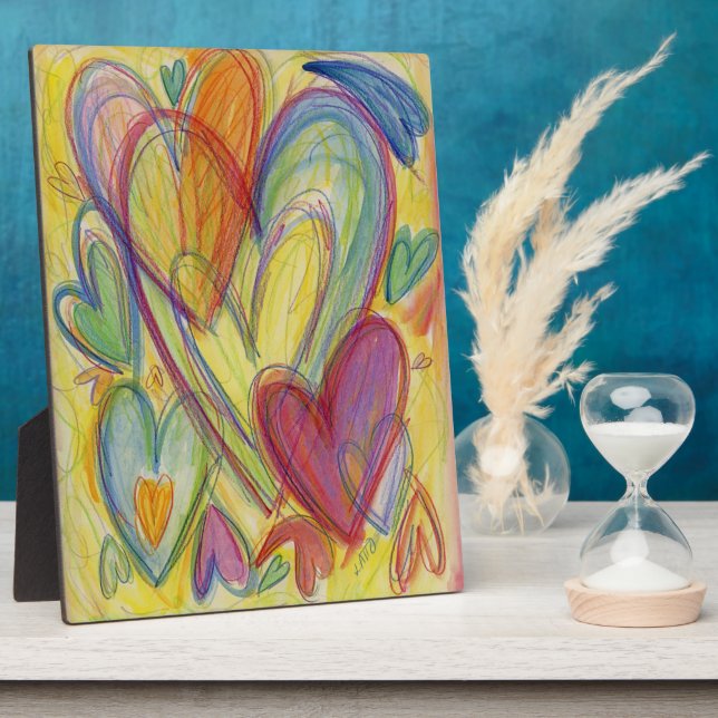 Rainbow Love Hearts Art Print Plaques (Side)