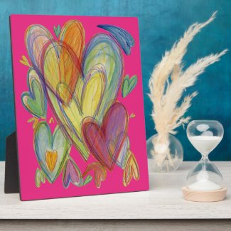 Rainbow Love Hearts Art Print Plaques