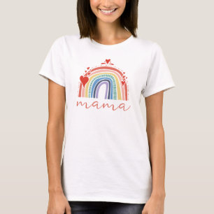 Rainbow Love Hearts Baby Shower Mama Boho T-Shirt