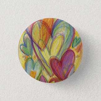 Rainbow Love Hearts Button or Lapel Pins