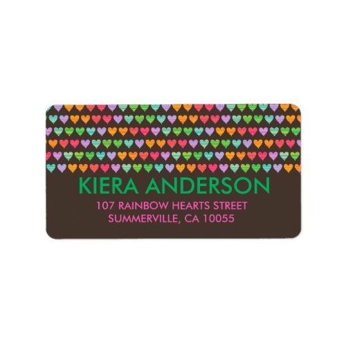 Rainbow Love Hearts Colorful Fun Pattern Chic Cute Label