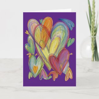 Rainbow Love Hearts Custom Art Greeting Card