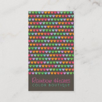 Rainbow Love Hearts Fun Colorful Profile Card by fatfatin_design at Zazzle