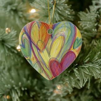 Rainbow Love Hearts Holiday Pendant Gift Ornament