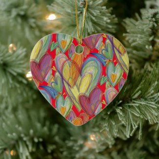 Rainbow Love Hearts Holiday Pendant Gift Ornament