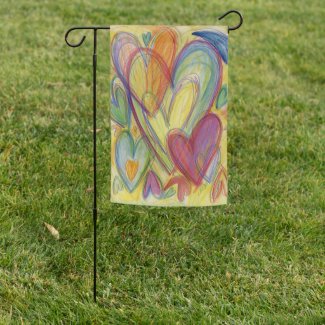 Rainbow Love Hearts Inspirational Art Garden Flag