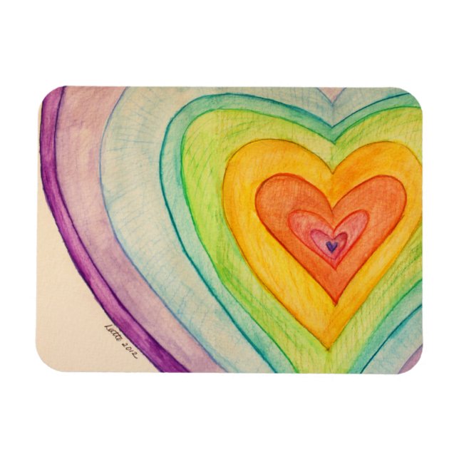 Rainbow Love Hearts Inspirational Fridge Magnet (Horizontal)