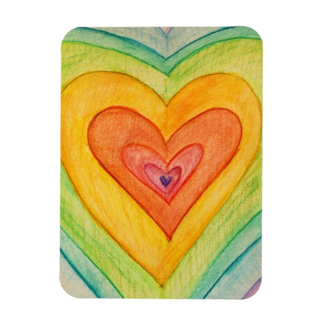 Rainbow Love Hearts Inspirational Fridge Magnet (Vertical)