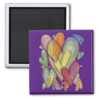Rainbow Love Hearts Inspirational Fridge Magnet