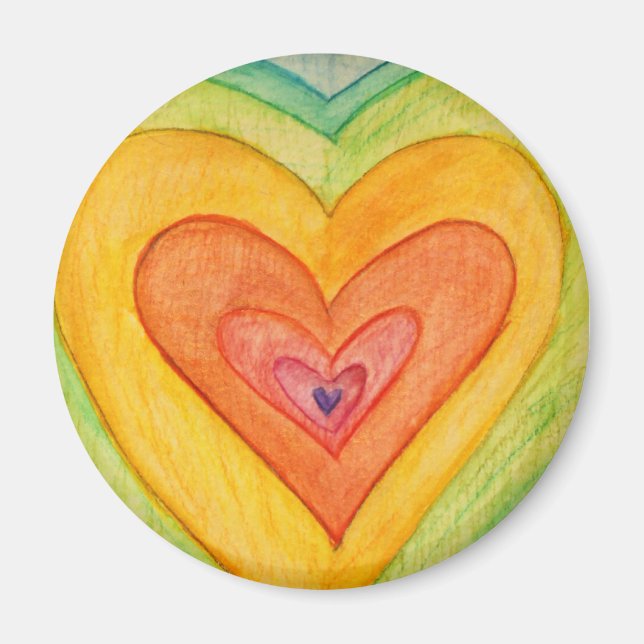 Rainbow Love Hearts Inspirational Fridge Magnet (Front)