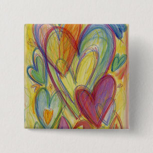 Rainbow Love Hearts Lapel Pin or Buttons