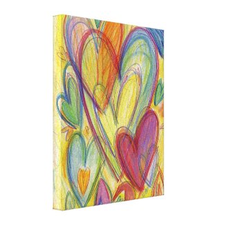 Rainbow Love Hearts Painting Canvas Art Print